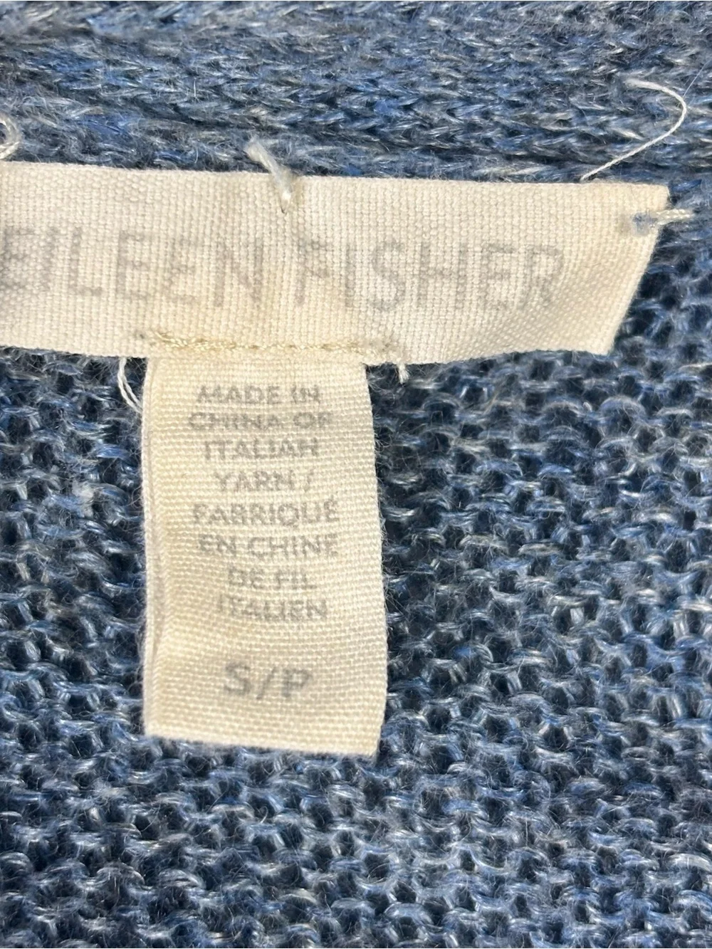 Eileen Fisher Long Sleeve Blue Knit Duster Cardigan Lightweight Women's S